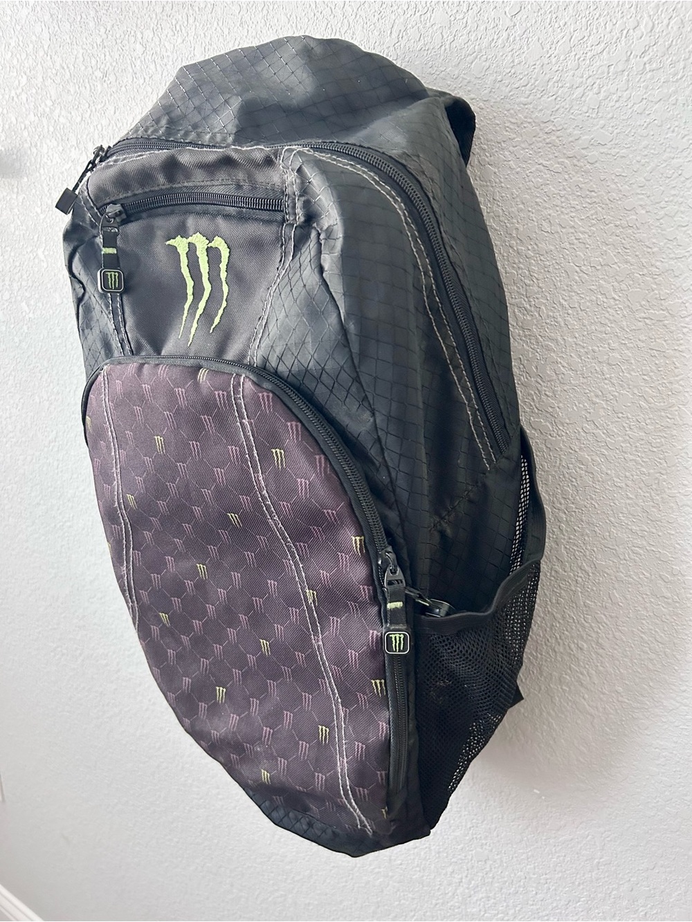 Y2K Monster Energy Drink Promo Laptop Backpack Black Green Bookbag Carry On Bag